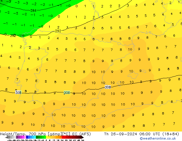 Height/Temp. 700 hPa EC (AIFS) gio 26.09.2024 06 UTC