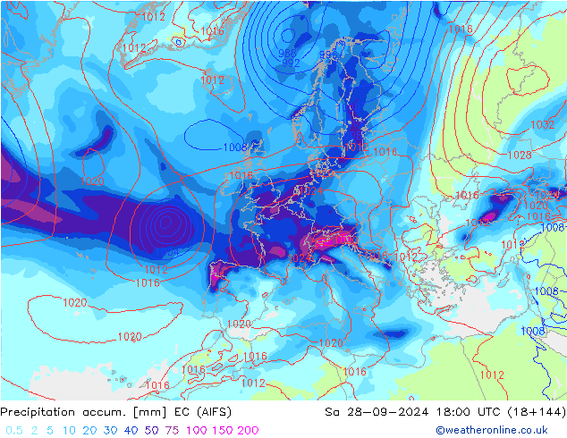 Precipitación acum. EC (AIFS) sáb 28.09.2024 18 UTC