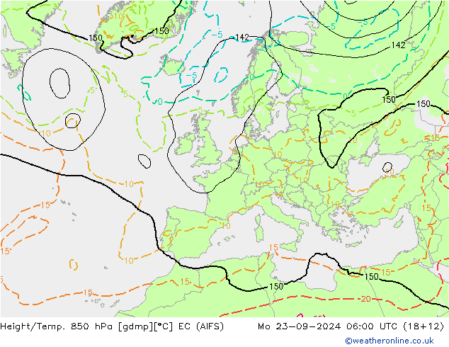 Height/Temp. 850 hPa EC (AIFS) pon. 23.09.2024 06 UTC