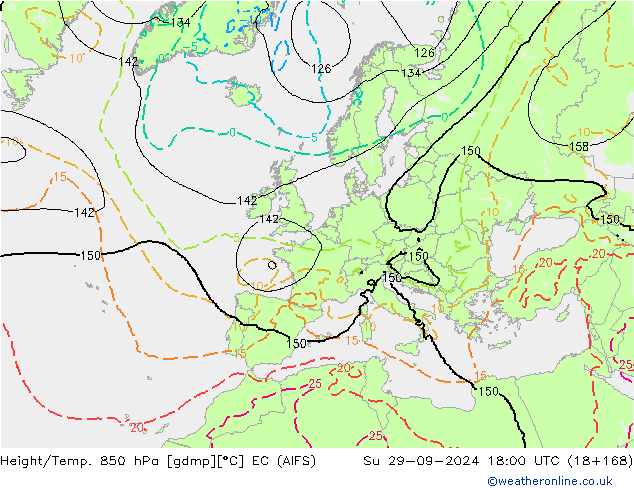 Height/Temp. 850 hPa EC (AIFS) Su 29.09.2024 18 UTC