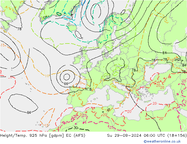 Height/Temp. 925 hPa EC (AIFS) dom 29.09.2024 06 UTC