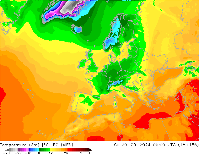 Temperatura (2m) EC (AIFS) dom 29.09.2024 06 UTC