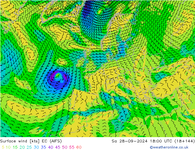 Bodenwind EC (AIFS) Sa 28.09.2024 18 UTC