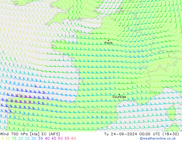  700 hPa EC (AIFS)  24.09.2024 00 UTC