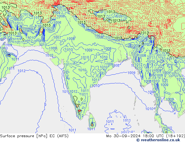 Pressione al suolo EC (AIFS) lun 30.09.2024 18 UTC