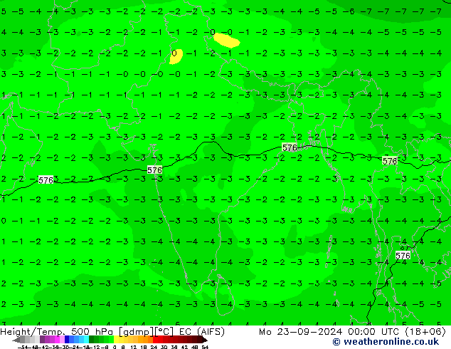 Height/Temp. 500 hPa EC (AIFS) lun 23.09.2024 00 UTC