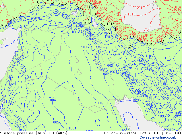 Surface pressure EC (AIFS) Fr 27.09.2024 12 UTC