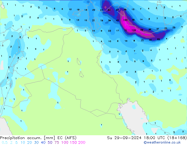 Totale neerslag EC (AIFS) zo 29.09.2024 18 UTC