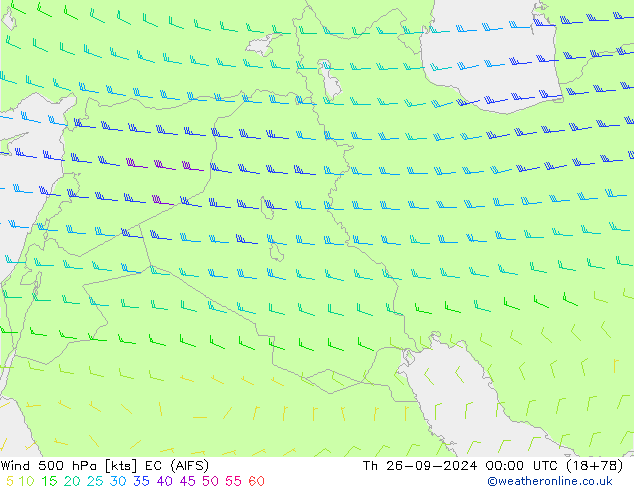 Wind 500 hPa EC (AIFS) Th 26.09.2024 00 UTC