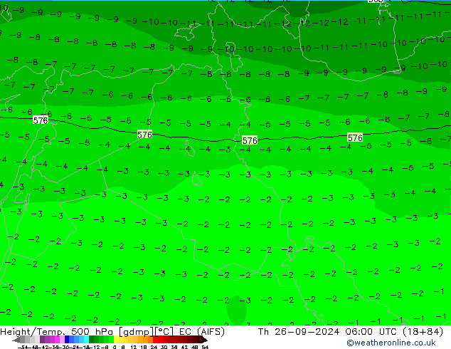 Height/Temp. 500 hPa EC (AIFS) gio 26.09.2024 06 UTC