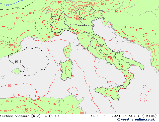 Surface pressure EC (AIFS) Su 22.09.2024 18 UTC