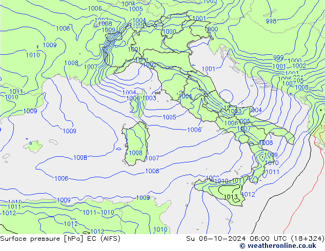 Luchtdruk (Grond) EC (AIFS) zo 06.10.2024 06 UTC