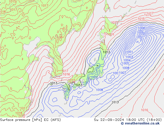 Yer basıncı EC (AIFS) Paz 22.09.2024 18 UTC