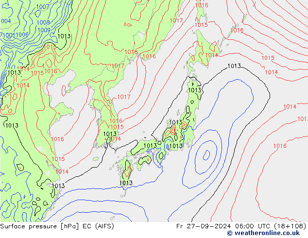 pression de l'air EC (AIFS) ven 27.09.2024 06 UTC