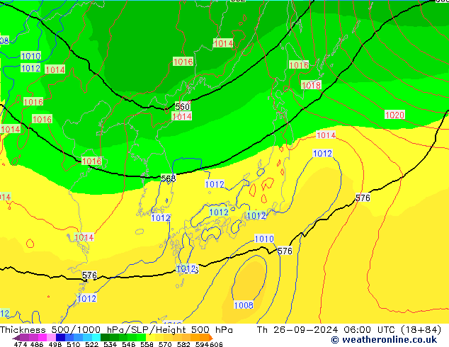 500-1000 hPa Kalınlığı EC (AIFS) Per 26.09.2024 06 UTC