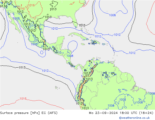 Surface pressure EC (AIFS) Mo 23.09.2024 18 UTC