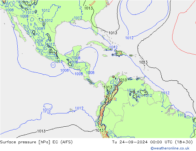 Surface pressure EC (AIFS) Tu 24.09.2024 00 UTC