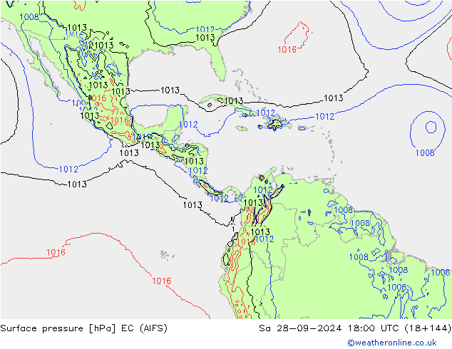 ciśnienie EC (AIFS) so. 28.09.2024 18 UTC