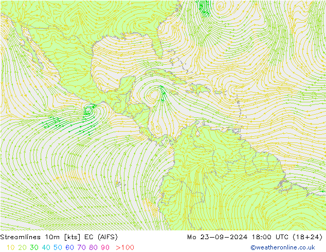 Linea di flusso 10m EC (AIFS) lun 23.09.2024 18 UTC