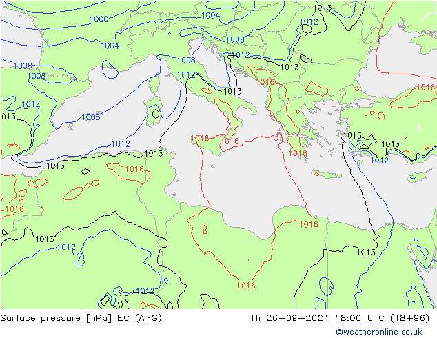 приземное давление EC (AIFS) чт 26.09.2024 18 UTC