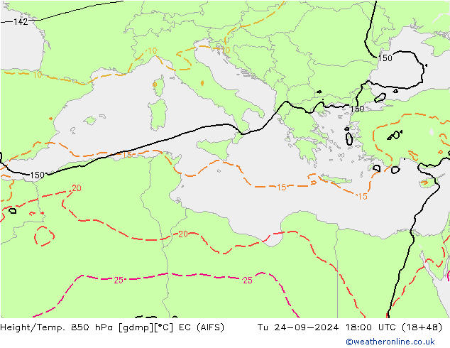 Height/Temp. 850 hPa EC (AIFS) Tu 24.09.2024 18 UTC