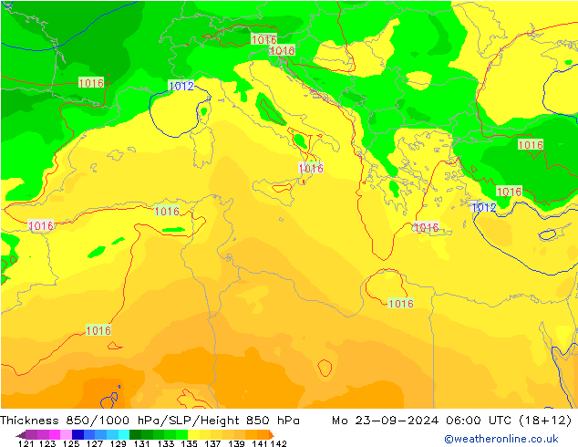 Thck 850-1000 hPa EC (AIFS) Mo 23.09.2024 06 UTC