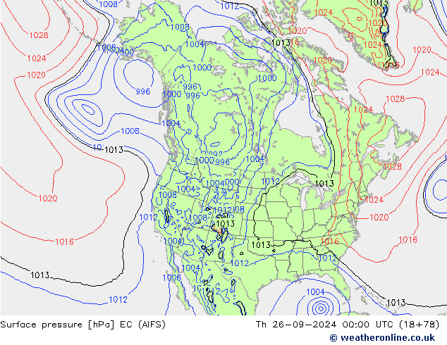 Surface pressure EC (AIFS) Th 26.09.2024 00 UTC