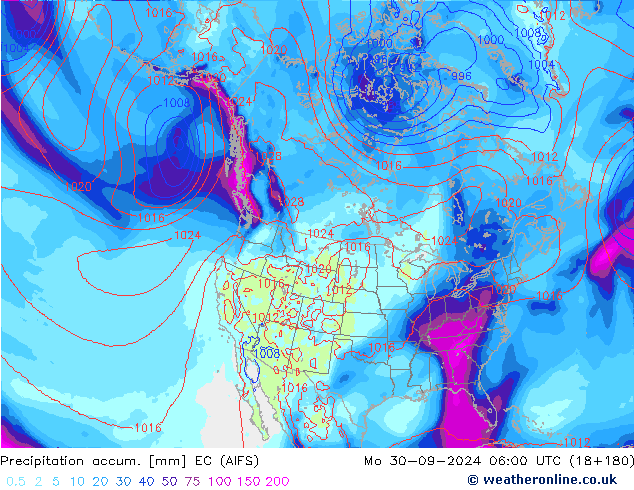 Precipitation accum. EC (AIFS) Seg 30.09.2024 06 UTC