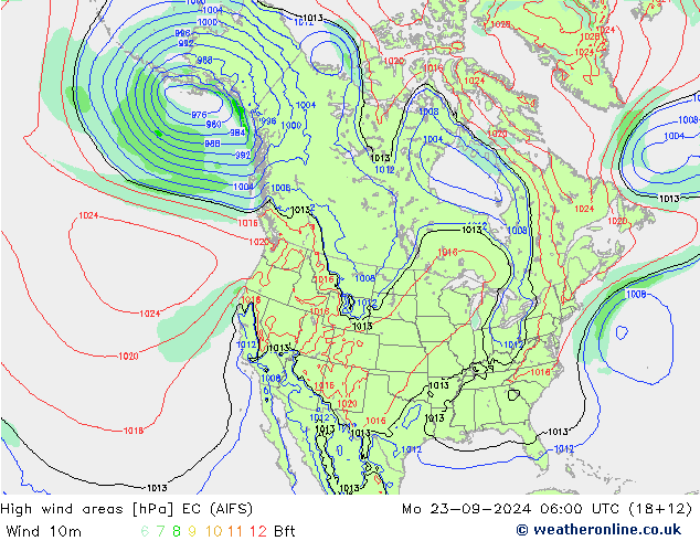 High wind areas EC (AIFS) lun 23.09.2024 06 UTC