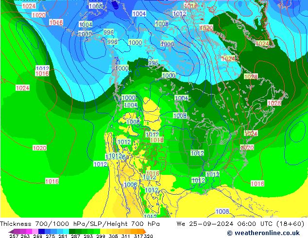 Thck 700-1000 hPa EC (AIFS) We 25.09.2024 06 UTC