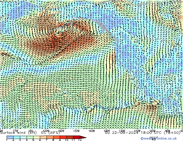  10 m (bft) EC (AIFS)  22.09.2024 18 UTC