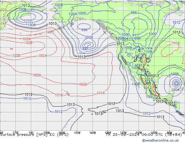 Pressione al suolo EC (AIFS) gio 26.09.2024 06 UTC