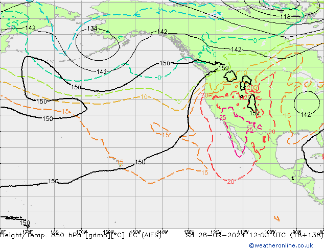 Height/Temp. 850 hPa EC (AIFS) Sa 28.09.2024 12 UTC