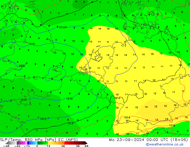 SLP/Temp. 850 hPa EC (AIFS) Mo 23.09.2024 00 UTC