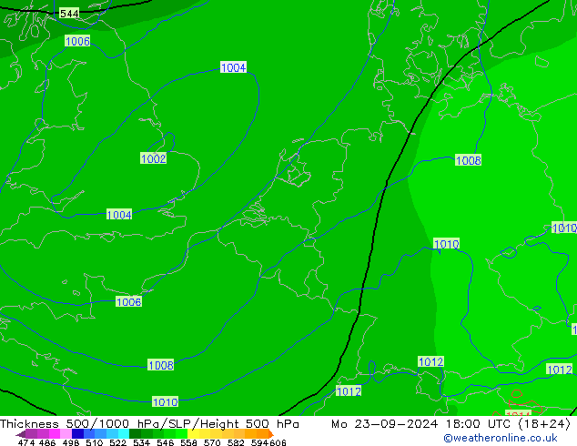 Schichtdicke 500-1000 hPa EC (AIFS) Mo 23.09.2024 18 UTC