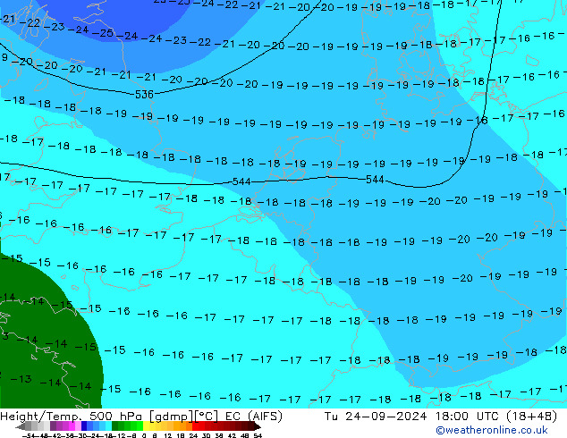 Hoogte/Temp. 500 hPa EC (AIFS) di 24.09.2024 18 UTC