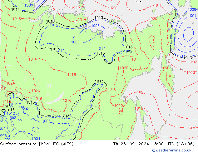 ciśnienie EC (AIFS) czw. 26.09.2024 18 UTC