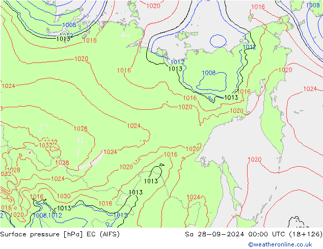 Atmosférický tlak EC (AIFS) So 28.09.2024 00 UTC