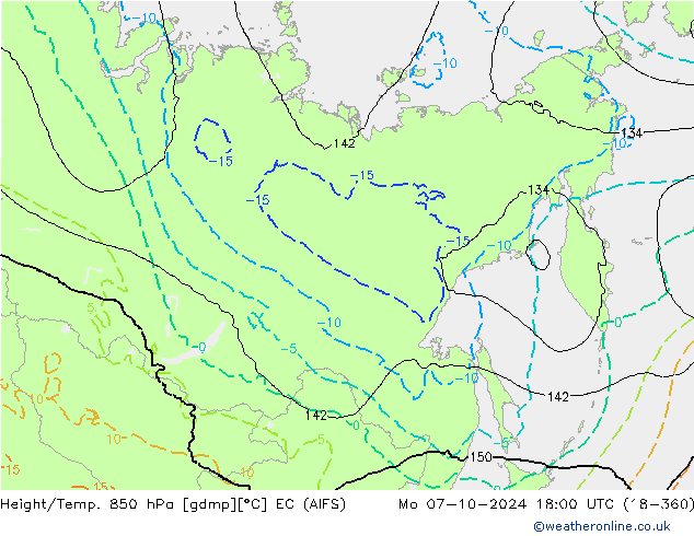 Geop./Temp. 850 hPa EC (AIFS) lun 07.10.2024 18 UTC