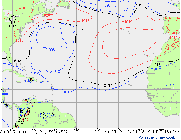 ciśnienie EC (AIFS) pon. 23.09.2024 18 UTC