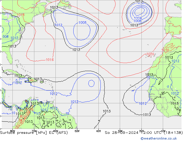 приземное давление EC (AIFS) сб 28.09.2024 12 UTC