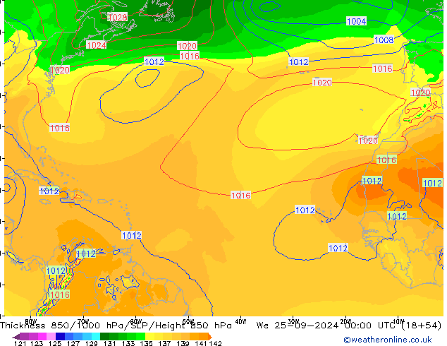 Thck 850-1000 hPa EC (AIFS) mer 25.09.2024 00 UTC