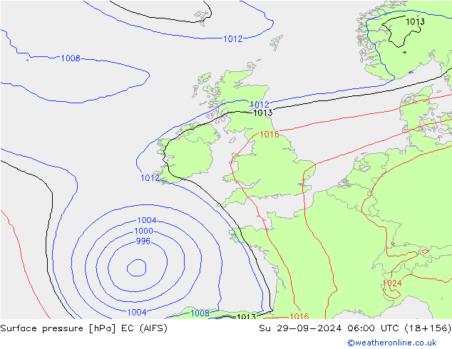 Surface pressure EC (AIFS) Su 29.09.2024 06 UTC