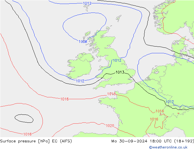 Surface pressure EC (AIFS) Mo 30.09.2024 18 UTC