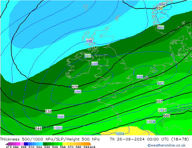 Thck 500-1000hPa EC (AIFS) Čt 26.09.2024 00 UTC