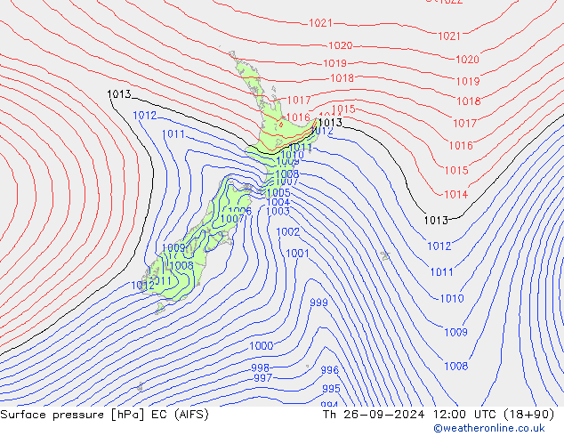 Atmosférický tlak EC (AIFS) Čt 26.09.2024 12 UTC