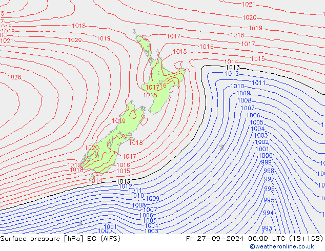 Surface pressure EC (AIFS) Fr 27.09.2024 06 UTC