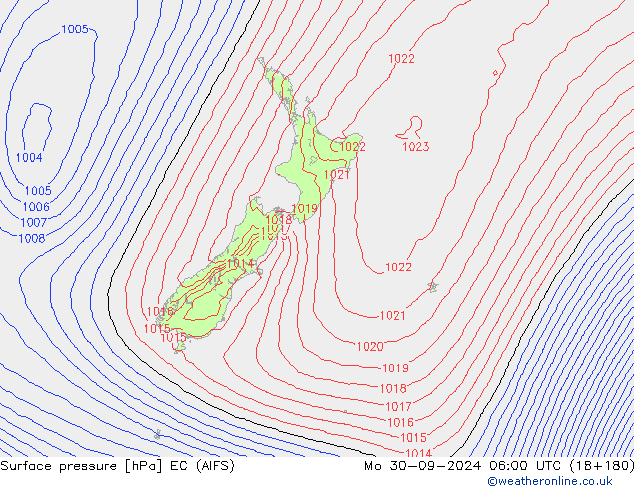 Surface pressure EC (AIFS) Mo 30.09.2024 06 UTC