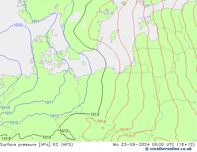 Surface pressure EC (AIFS) Mo 23.09.2024 06 UTC