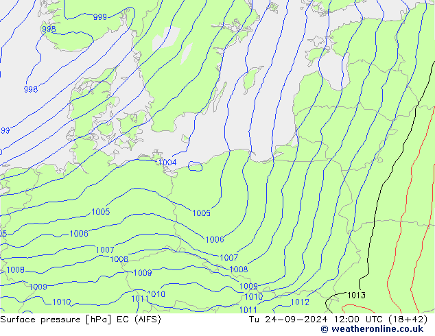 Surface pressure EC (AIFS) Tu 24.09.2024 12 UTC